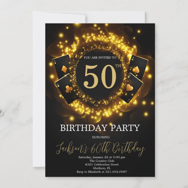 Invitación Aniversario de la fiesta de cumpleaños del Casino (Anverso)