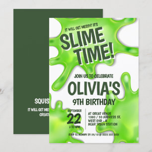 Invitación Aniversario de la Fiesta de Green Slime