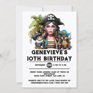 Invitación Aniversario de la fiesta de piratas de niños digit