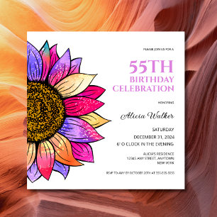 Invitación Aniversario de la flor de girasol estético colorid