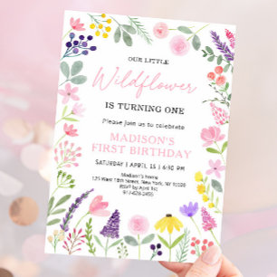 Invitación Aniversario de la flor silvestre Pink Purple