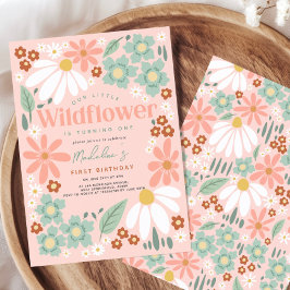 Invitación Aniversario de la flor silvestre rosa Retro Daisy