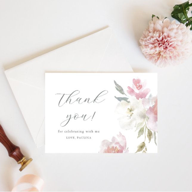 Invitación Aniversario de la Flora Rosa de bonito Quinceañera (Subido por el creador)