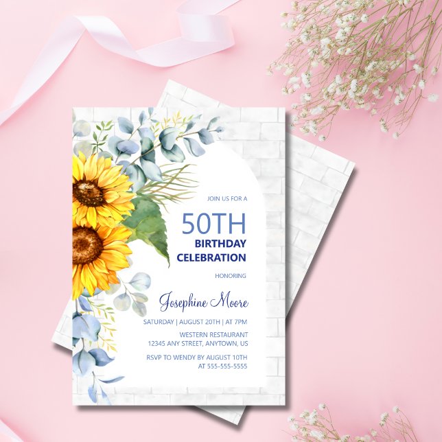 Invitación Aniversario de la floración de ladrillo blanco de  (Subido por el creador)