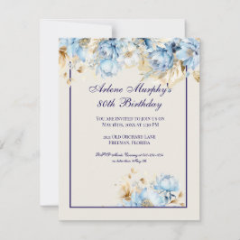 Invitación Aniversario de la floración floral del hielo azul 