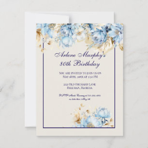 Invitación Aniversario de la floración floral del hielo azul