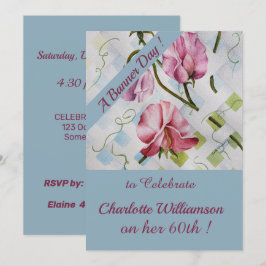 Invitación Aniversario de la floral de la acuarela malva y ro