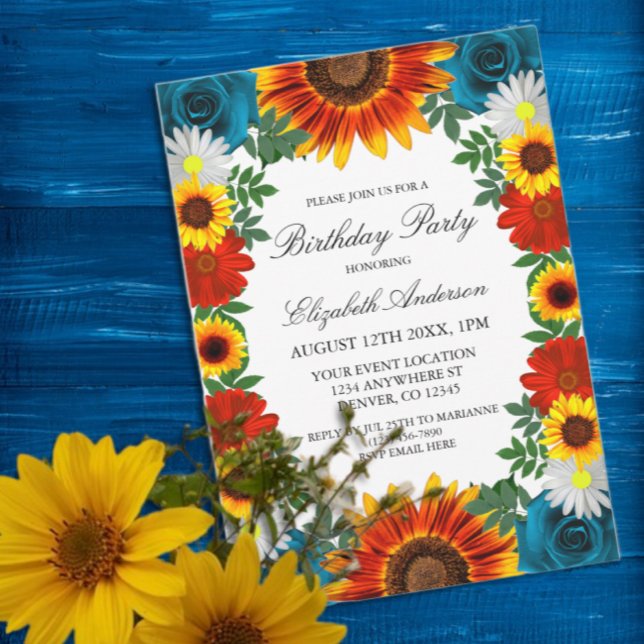 Invitación Aniversario de la floral de verano del patio trase (Subido por el creador)