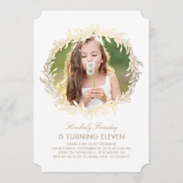 Invitación Aniversario de la foto de la Wreath White Elegant 