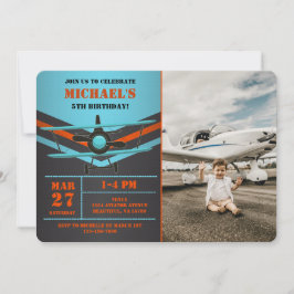 Invitación Aniversario de la foto de niños del avión de aviac
