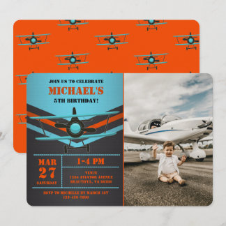 Invitación Aniversario de la foto de niños del avión de aviac