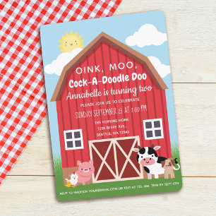 Invitación Aniversario de la granja de animales Barnyard