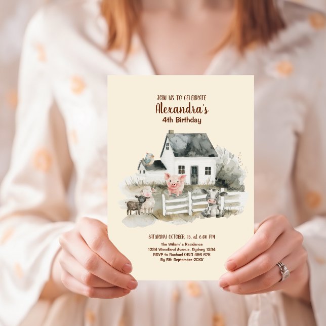 Invitación Aniversario de la granja de animales Barnyard (Subido por el creador)