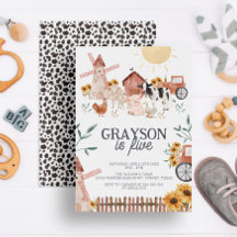 Aniversario de la granja de impresión de vacas y g