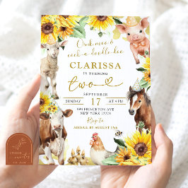 Invitación Aniversario de la Granja de Sunflower Animal