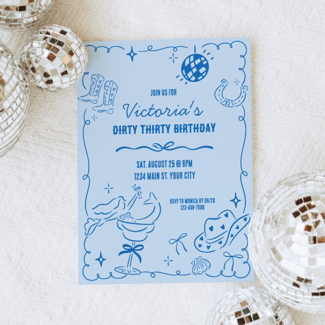 Invitación Aniversario de la Hermosa Vaquera Costera (Coastal Cowgirl Birthday Invite)