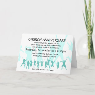 Invitación Aniversario de la iglesia azul verdoso moderno