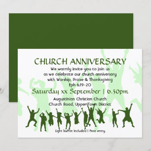 Invitación ANIVERSARIO DE LA IGLESIA Moderno Verde Personaliz