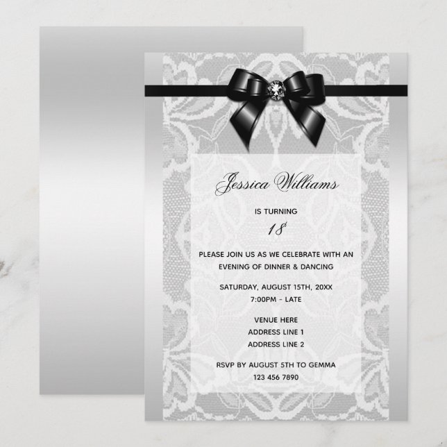 Invitación Aniversario de la inclinación negra y la inclinaci (Anverso / Reverso)