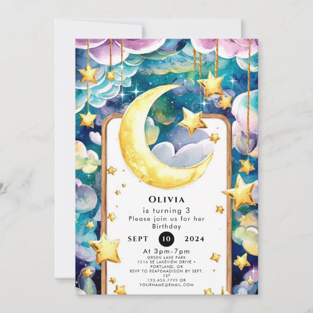 Invitación Aniversario de la luna de los niños (Anverso)