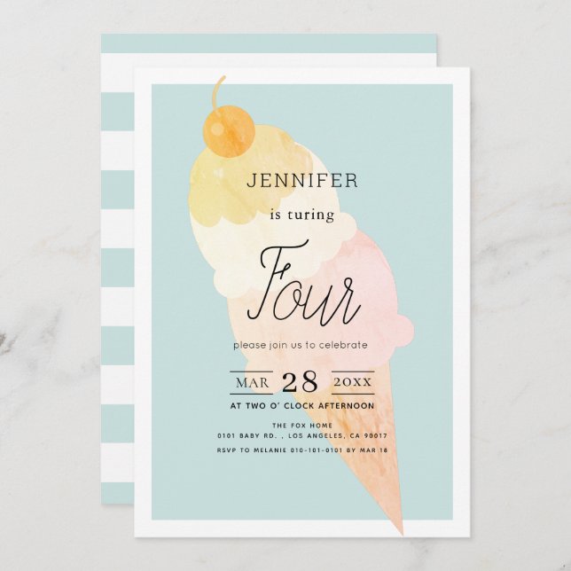 Invitación Aniversario de la Luz Azul de la Crema de Hielo (Anverso / Reverso)