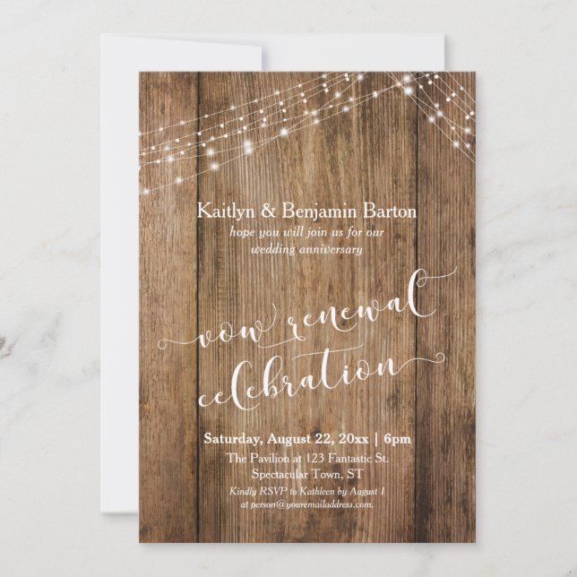 Invitación Aniversario de la Madera Rusa Vow Celebración de R (Anverso)