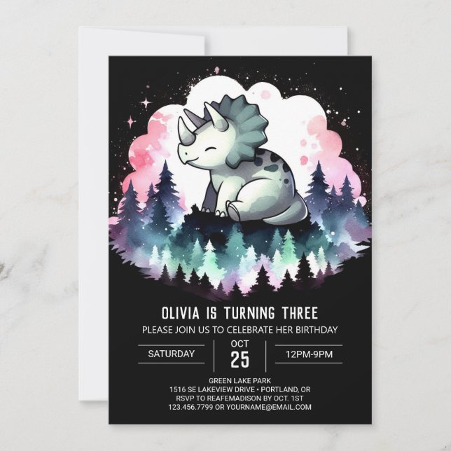 Invitación Aniversario de la Moda de Triceratops (Anverso)
