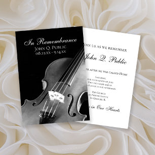 Invitación Aniversario de la muerte de músico de violín blanc