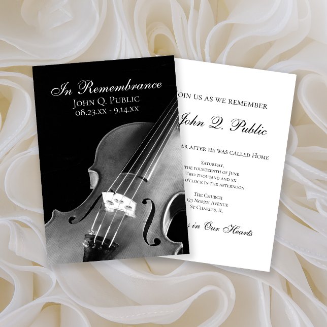 Invitación Aniversario de la muerte de músico de violín blanc (Subido por el creador)
