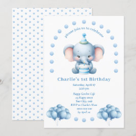 Invitación Aniversario de la muerte de niños elefantes azules