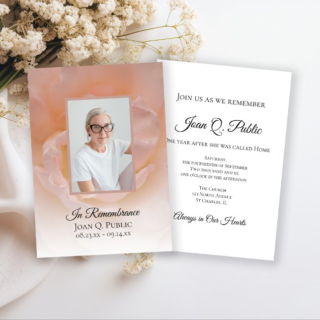 Invitación Aniversario de la muerte de Pétalos de flor rosa p (Subido por el creador)