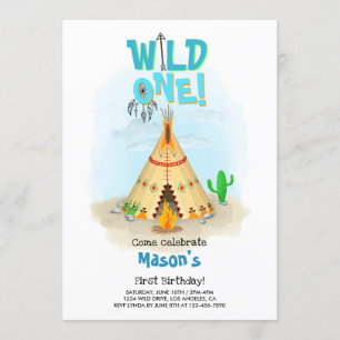 Invitación Aniversario de la muerte de Wild One Tribal Tepee 