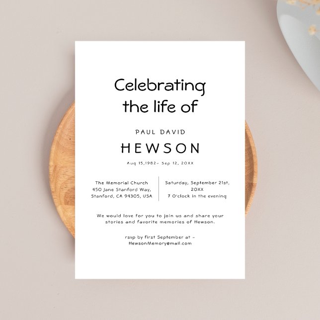 Invitación Aniversario de la Muerte del Funeral Negro y Blanc (Subido por el creador)