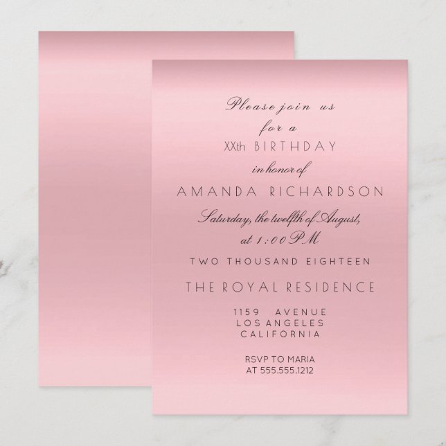 Invitación Aniversario de la muerte en polvo de rosa rosado m (Anverso / Reverso)