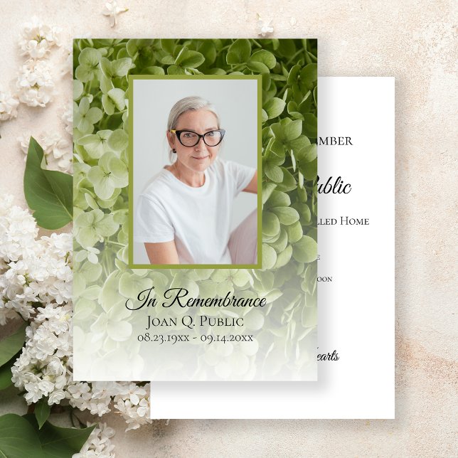 Invitación Aniversario de la muerte floral de Hydrangea Verde (Subido por el creador)