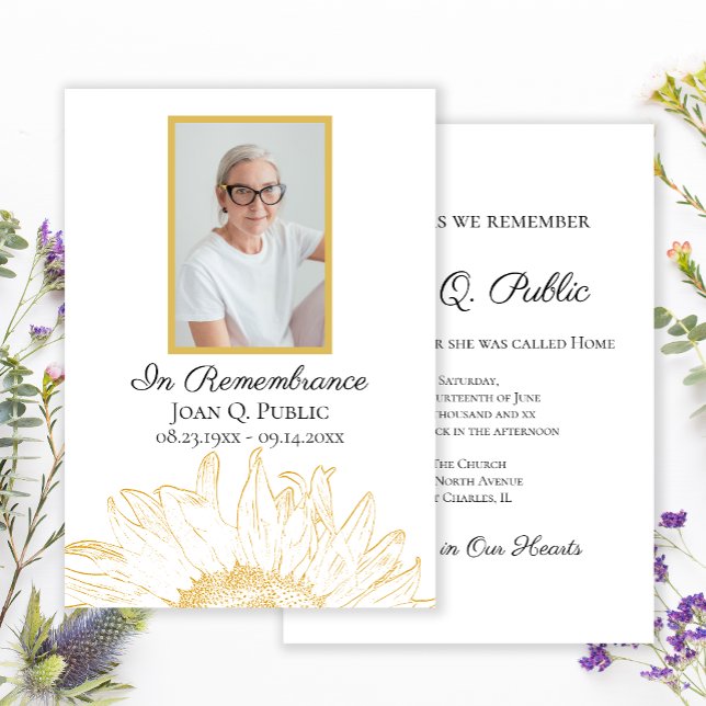 Invitación Aniversario de la muerte gráfica del girasol amari (Subido por el creador)