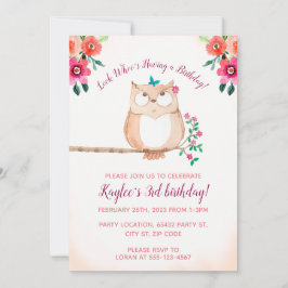 Invitación Aniversario de la natalidad de la lechuza floral