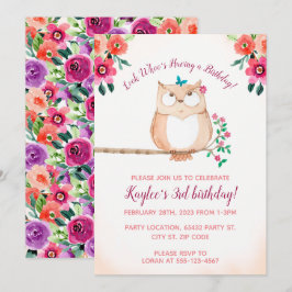 Invitación Aniversario de la natalidad de la lechuza floral