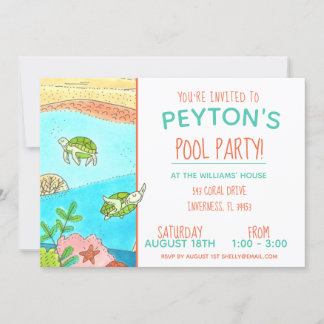 Invitación Aniversario de la natalidad de las tortugas Fiesta