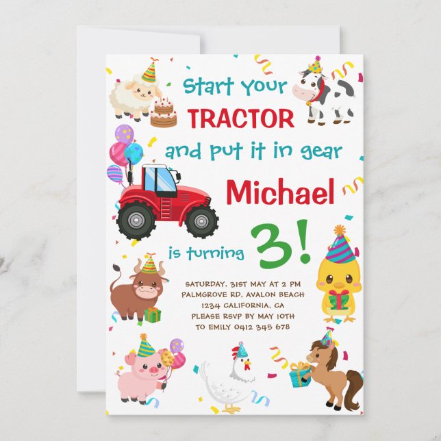 Invitación Aniversario de la natalidad de los animales de la  (Anverso)
