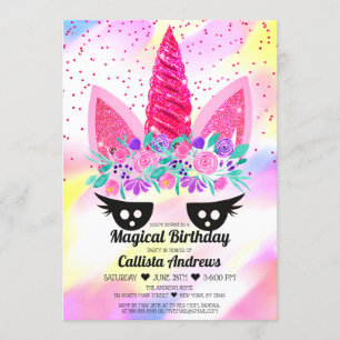 Invitación Aniversario de la natalidad del Purpurina floral d