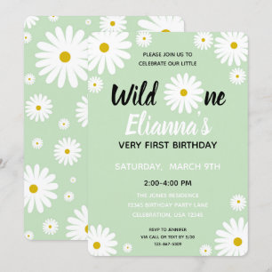 Invitación Aniversario de la niña de la flor de margarita Wil
