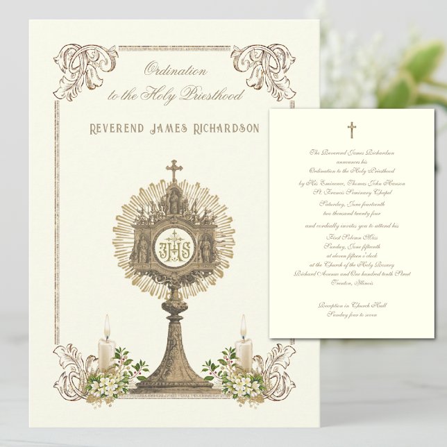 Invitación Aniversario de la Ordenación del Sacerdocio Católi (Beautiful and easy to personalize. )