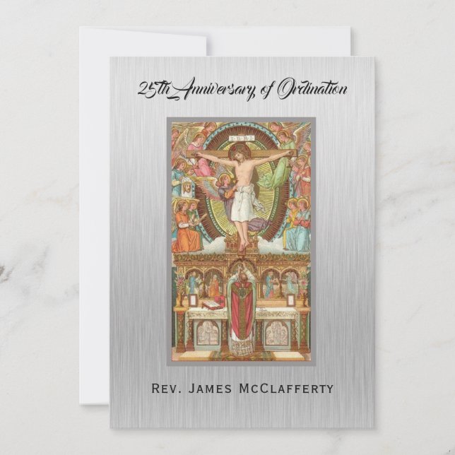 Invitación Aniversario de la Ordenación del Sacerdote Católic (Anverso)