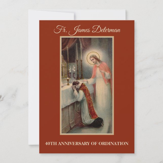 Invitación Aniversario de la Ordenación del Sacerdote Católic (Anverso)