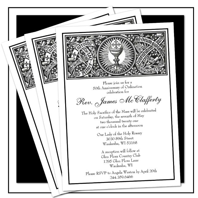 Invitación Aniversario de la Ordenación del Sacerdote Católic (Subido por el creador)