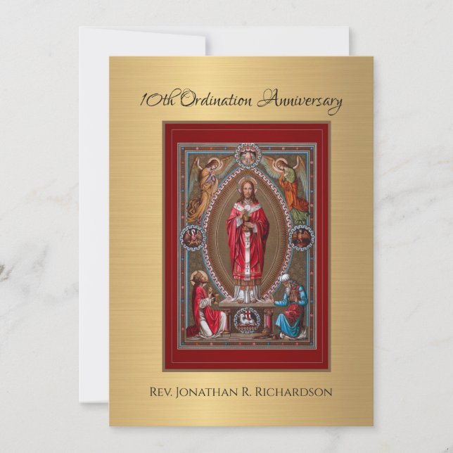 Invitación Aniversario de la Ordenación del Sacerdote Católic (Anverso)