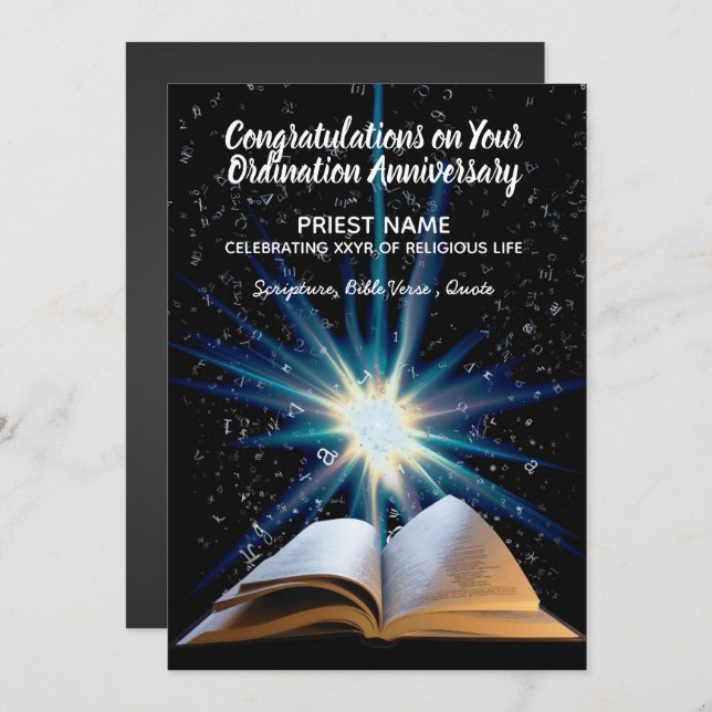 Invitación Aniversario de la Ordenación Sacerdote - cualquier (Anverso / Reverso)