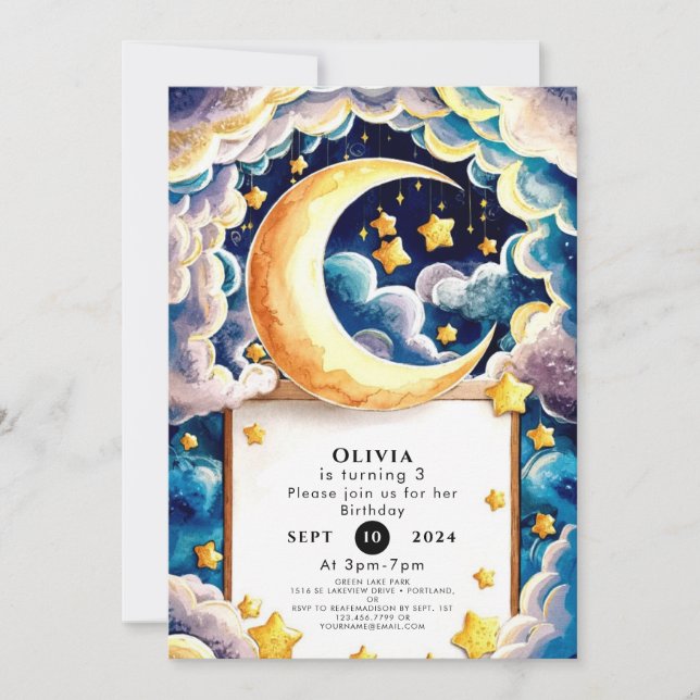 Invitación Aniversario de la pequeña luna (Anverso)