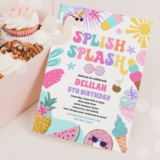 Invitación Aniversario de la piscina tropical Fiesta de unico (Subido por el creador)